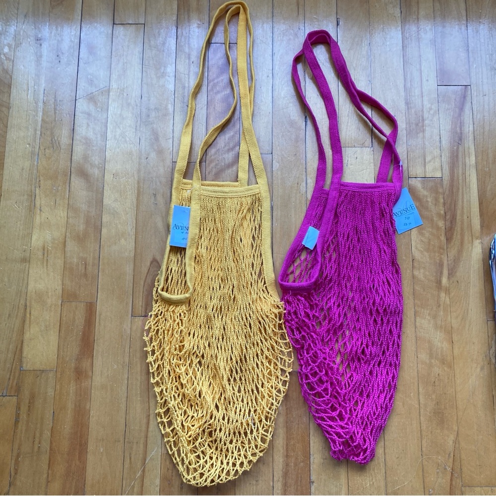 Yellow and Pink Mesh 100% Cotton Tote Bags
